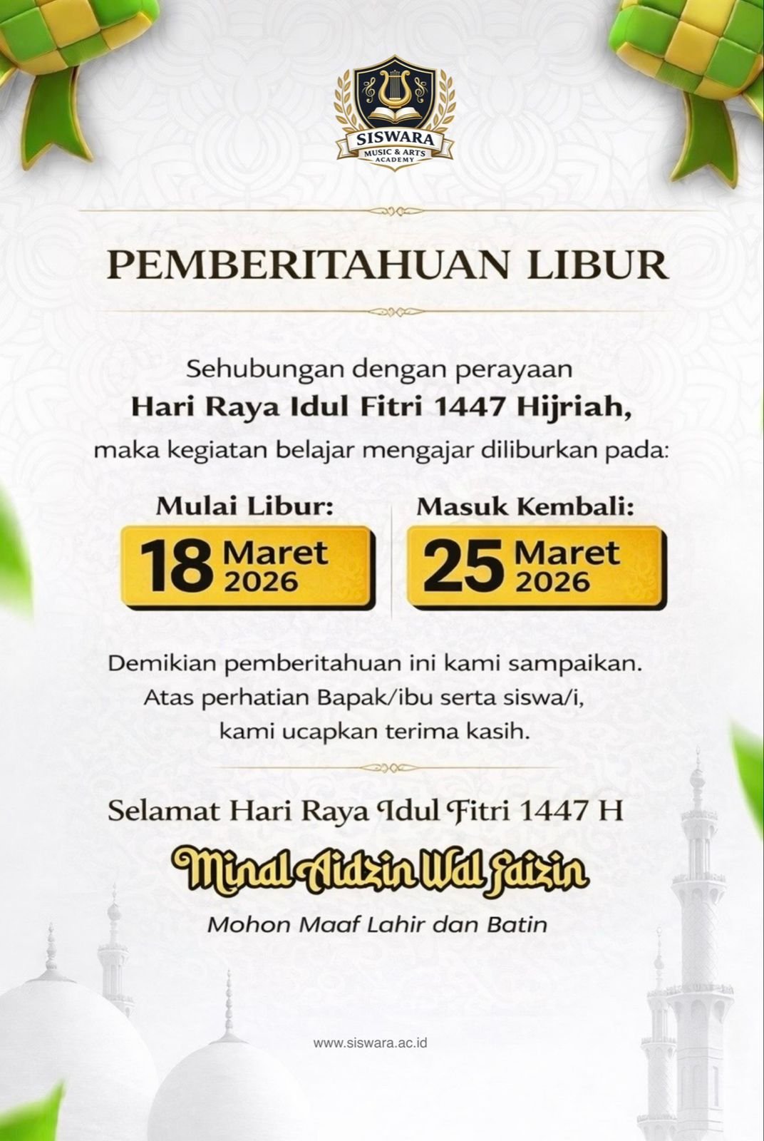 Libur Hari Raya Idul Fitri 1447 H